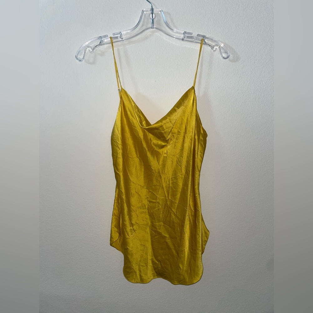 Cinq a sept yellow Marta silk cowlneck cami spaghetti strap tank top - Picture 3 of 5